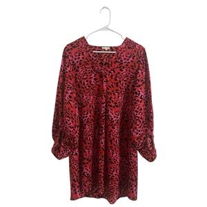 Jodiful Neon Animal Print Dress with Long Flowy Sleeves